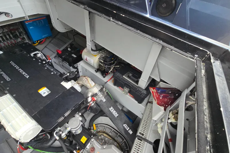  Yacht Photos Pics Engine compartment of 2022 Vanquish VQ45 with Volvo Penta IPS650 system.