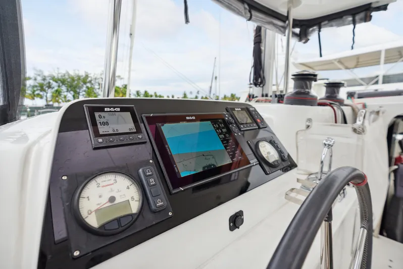 Neptune's Waters Yacht Photos Pics Lagoon 42 yacht helm console, 2019 model.