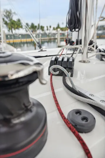 Neptune's Waters Yacht Photos Pics Close-up of rigging on a 2019 Lagoon 42 yacht.
