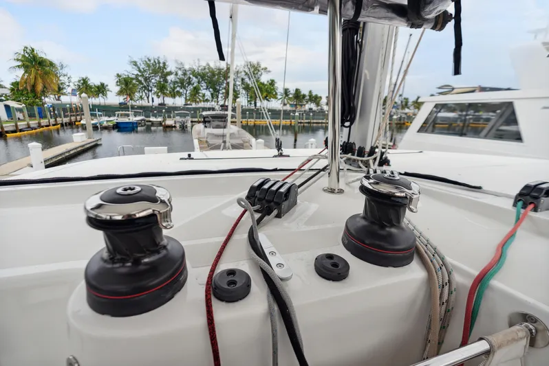 Neptune's Waters Yacht Photos Pics Lagoon 42 sailboat 2019, harbor view with rigging and winches.