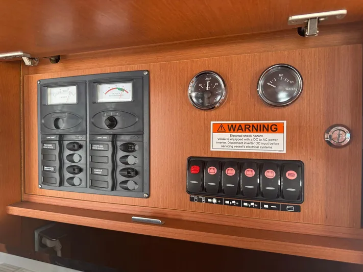 Wanderer Yacht Photos Pics Electrical control panel on a 2016 Beneteau Swift Trawler 44 boat.