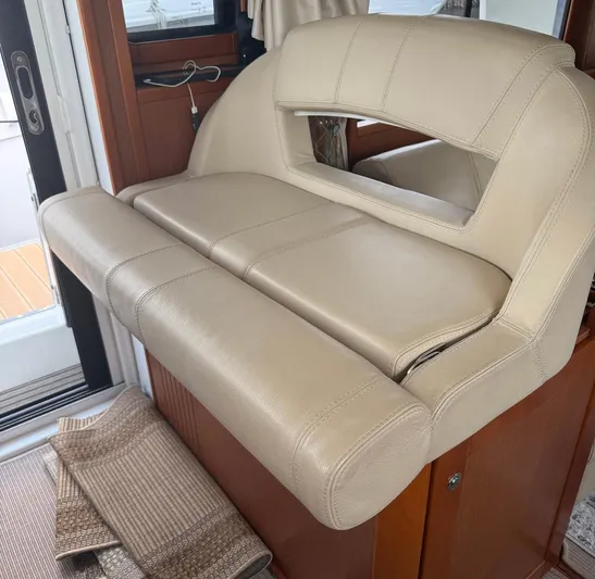 Wanderer Yacht Photos Pics Beige leather seat in 2016 Beneteau Swift Trawler 44 interior.
