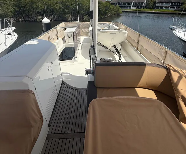 Wanderer Yacht Photos Pics 2016 Beneteau Swift Trawler 44 deck with seating and water view.