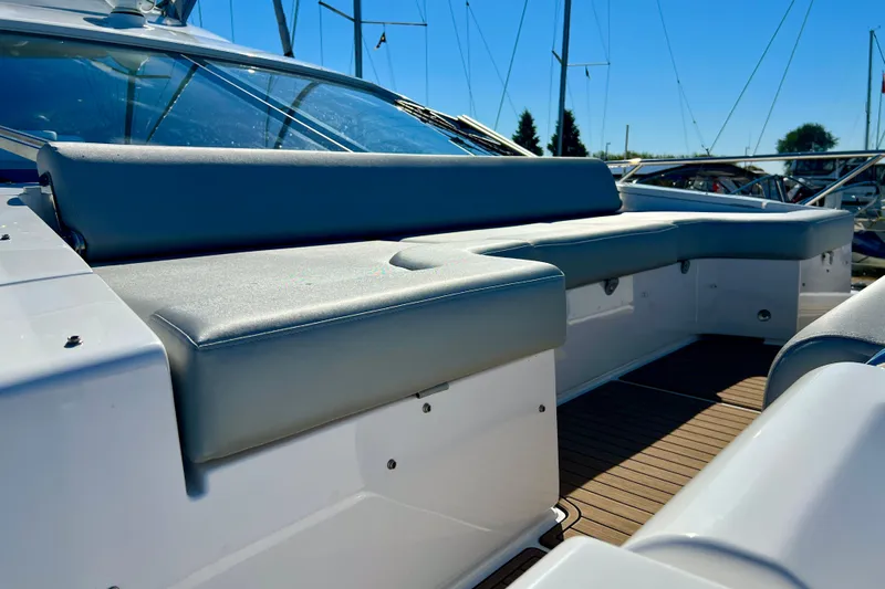  Yacht Photos Pics 2024 Azimut Fly 60 yacht with sleek seating and modern design.