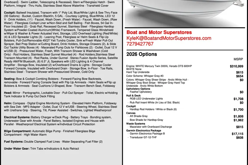  Yacht Photos Pics 2026 Blackfin 272 CC boat options and pricing details from Boat and Motor Superstores.