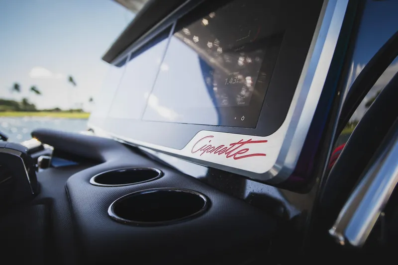  Yacht Photos Pics Dashboard of 2025 Cigarette 41 Nighthawk boat with touchscreen display.