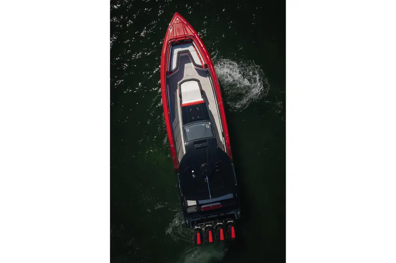  Yacht Photos Pics Aerial view of 2025 Cigarette 41 Nighthawk boat on water.