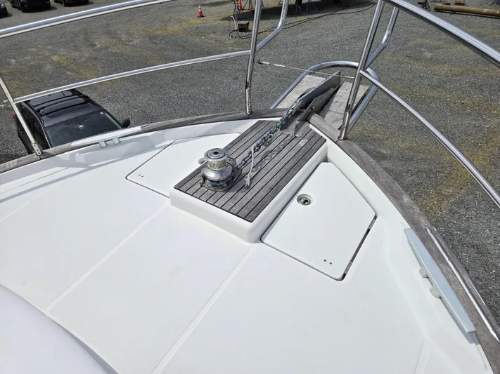 First Mates Yacht Photos Pics 2015 Beneteau Swift Trawler 44 bow with anchor and winch system.