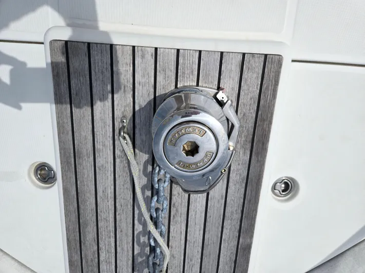 First Mates Yacht Photos Pics Anchor windlass on 2015 Beneteau Swift Trawler 44 deck.
