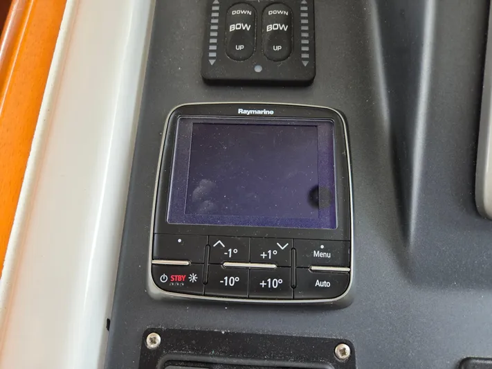 First Mates Yacht Photos Pics Raymarine control panel on 2015 Beneteau Swift Trawler 44 dashboard.
