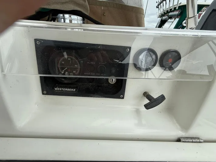 French Angel Yacht Photos Pics Control panel of a 2003 Beneteau 393 sailboat with Westerbeke engine gauges.