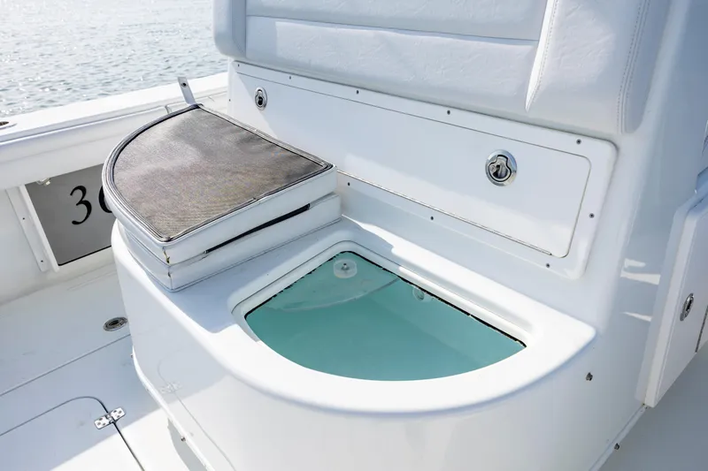  Yacht Photos Pics 2019 Yellowfin 36 boat with open livewell and seating area.