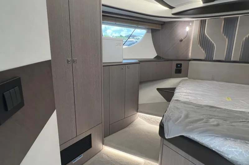  Yacht Photos Pics Luxurious interior of 2024 Galeon 440 Fly yacht with modern design and elegant furnishings.