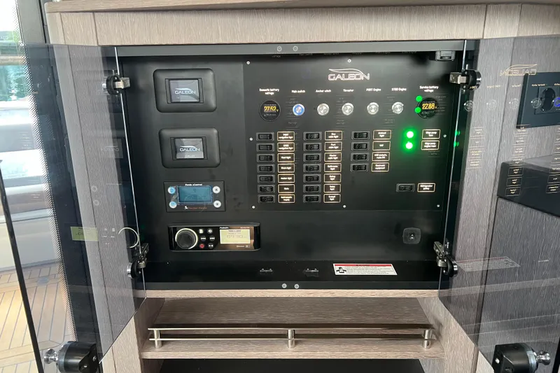  Yacht Photos Pics Control panel of 2024 Galeon 440 Fly yacht with switches and displays.