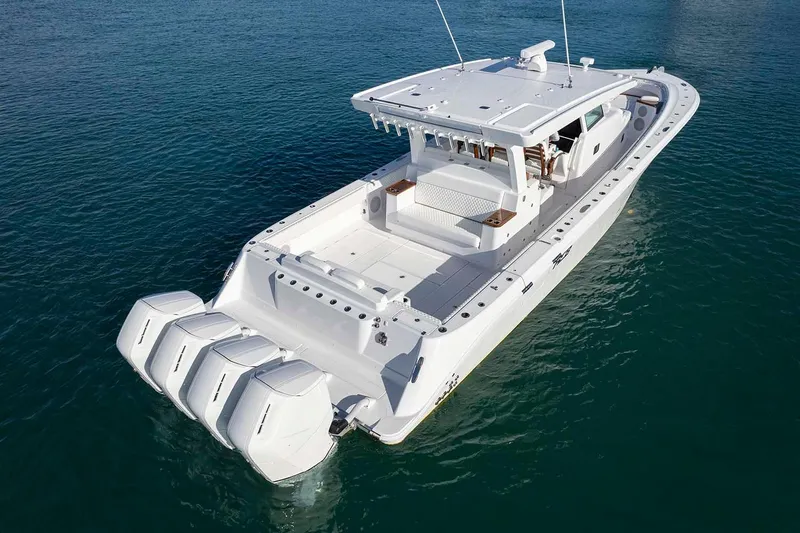  Yacht Photos Pics Manufacturer Provided Image: 2026 HCB 48 Campeon boat with four engines on calm water.