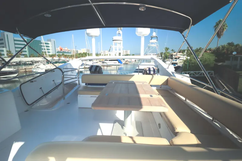  Yacht Photos Pics Luxurious 2009 Sunseeker Manhattan 70 yacht with spacious outdoor seating and marina view,&nbsp;for sale in Mexico by Servicios Nauticos and Gaston Troche