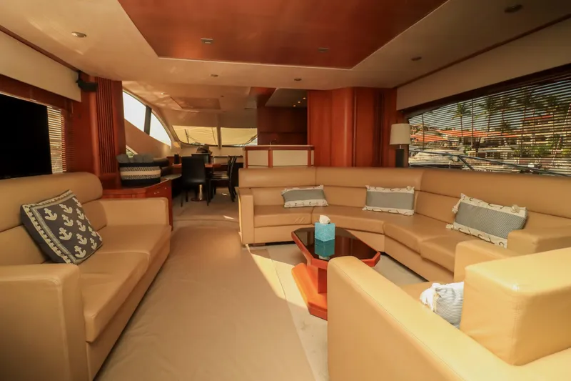  Yacht Photos Pics Luxurious interior of 2009 Sunseeker Manhattan 70 yacht with elegant seating and decor,&nbsp;for sale in Mexico by Servicios Nauticos and Gaston Troche