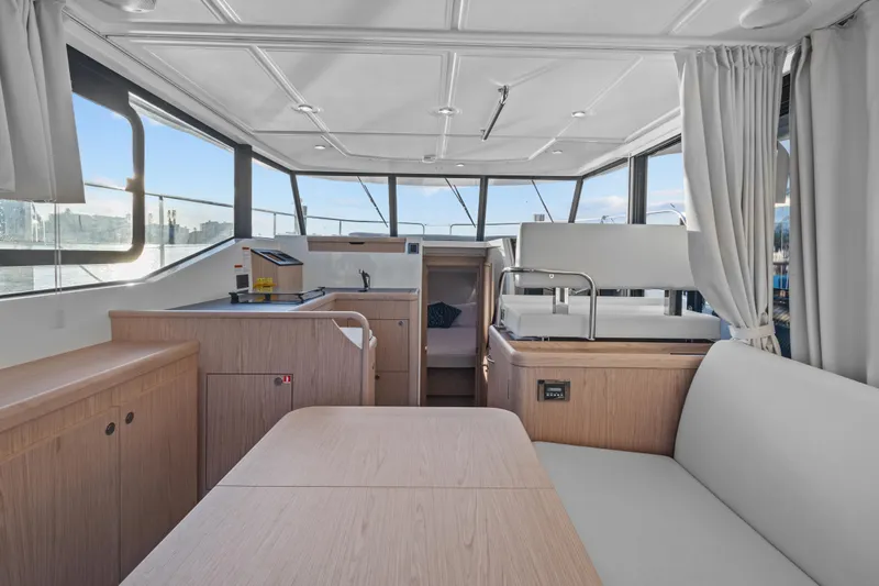 Unfiltered Yacht Photos Pics Interior of 2023 Beneteau Swift Trawler 35, featuring modern design and spacious layout.