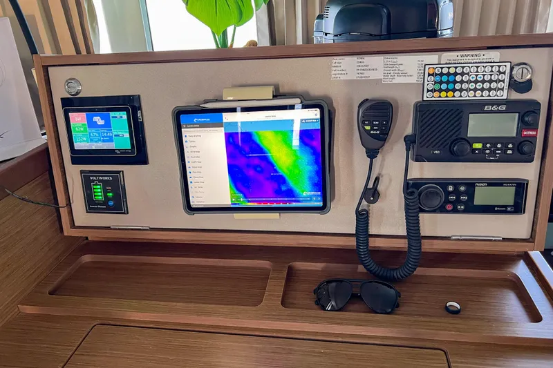 Hopena Yacht Photos Pics Navigation and communication panel on a 2019 Lagoon 42 catamaran.