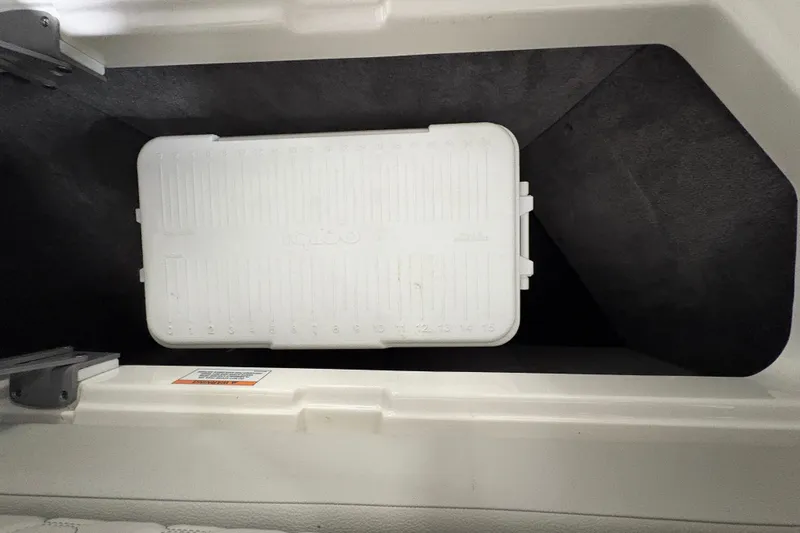  Yacht Photos Pics Storage compartment with cooler in 2022 Sea Ray SDX 270 Outboard boat.