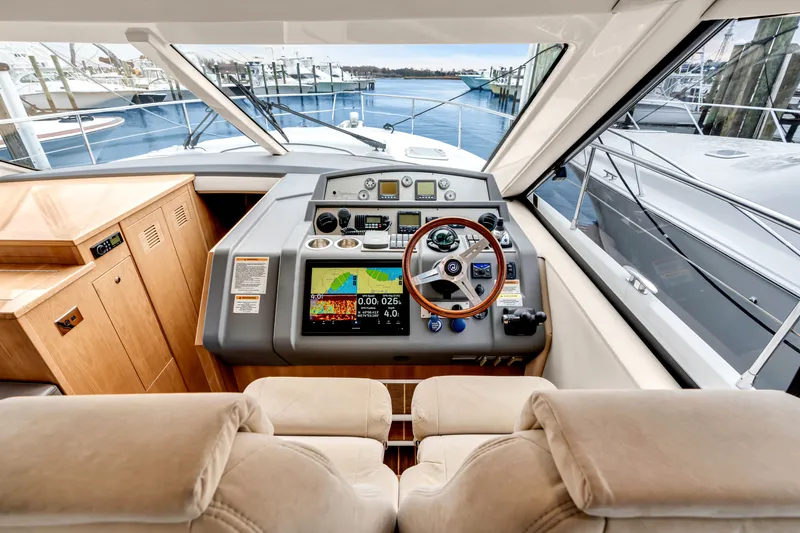 Ayeroller Yacht Photos Pics Interior view of Riviera 44 Sport Yacht cockpit, 2014 model.
