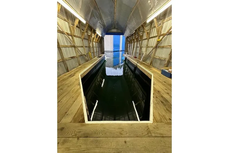 Glasgow Ranger Yacht Photos Pics Indoor boat storage with water channel for 2014 Ranger Tugs R-31.