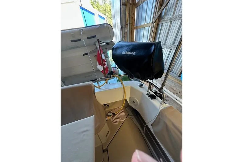 Glasgow Ranger Yacht Photos Pics 2014 Ranger Tugs R-31 boat interior with Dickinson grill and Canadian flag.