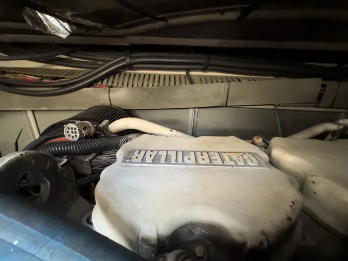  Yacht Photos Pics Engine compartment of a 1999 Sea Ray 540 Sundancer with Caterpillar components.