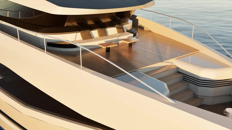  Yacht Photos Pics Luxury yacht deck of 2027 Cantieri di Pisa Polaris 38, featuring sleek design and modern amenities.