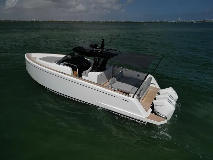 M/y Big Day Yacht Photos Pics 2022 Pardo Yachts 38 cruising on open water, showcasing sleek design and powerful engines.