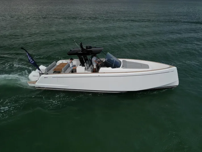 M/y Big Day Yacht Photos Pics 2022 Pardo Yachts 38 cruising on open water, sleek design, luxury motorboat.