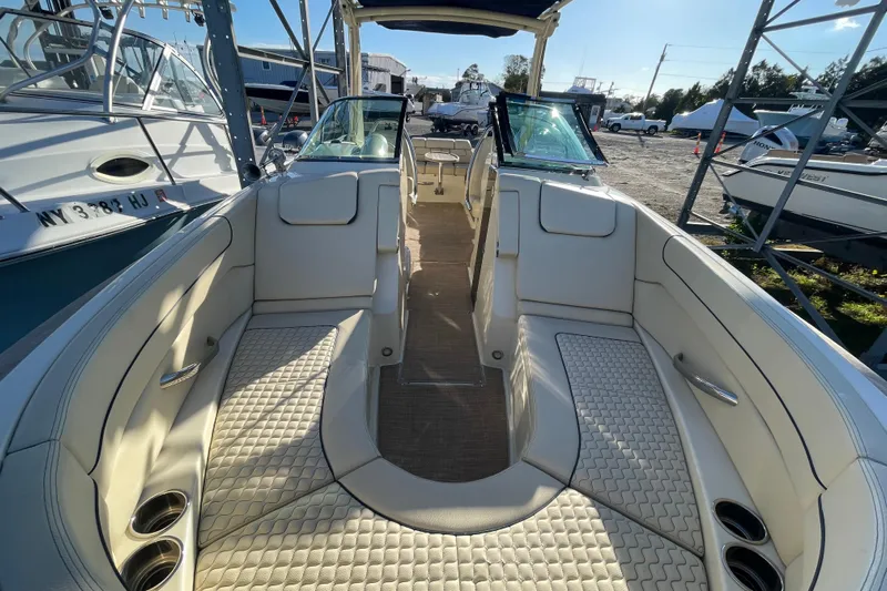  Yacht Photos Pics 2020 Chris-Craft Launch 28 GT boat interior with luxurious seating and elegant design.