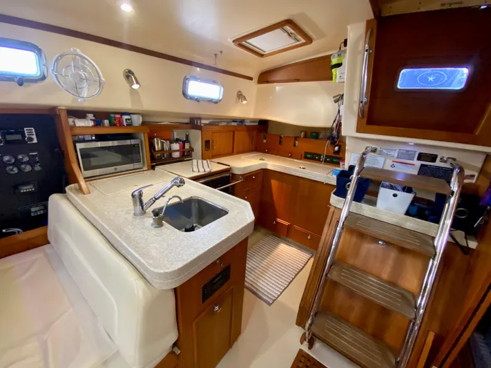Second Wind Yacht Photos Pics Galley and Companionway