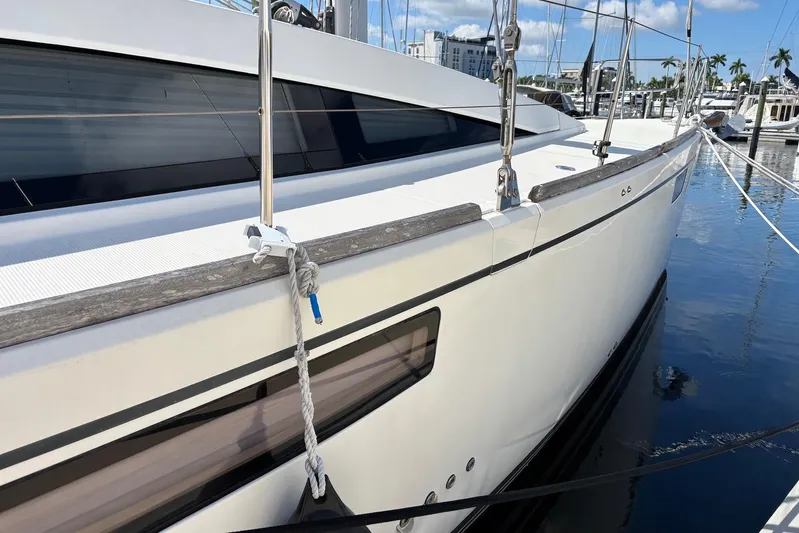  Yacht Photos Pics 2014 Bavaria Vision 46 yacht docked at marina, sleek design, sunny day.