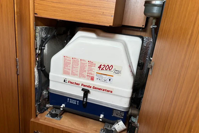  Yacht Photos Pics Fischer Panda generator in 2014 Bavaria Vision 46 yacht engine compartment.