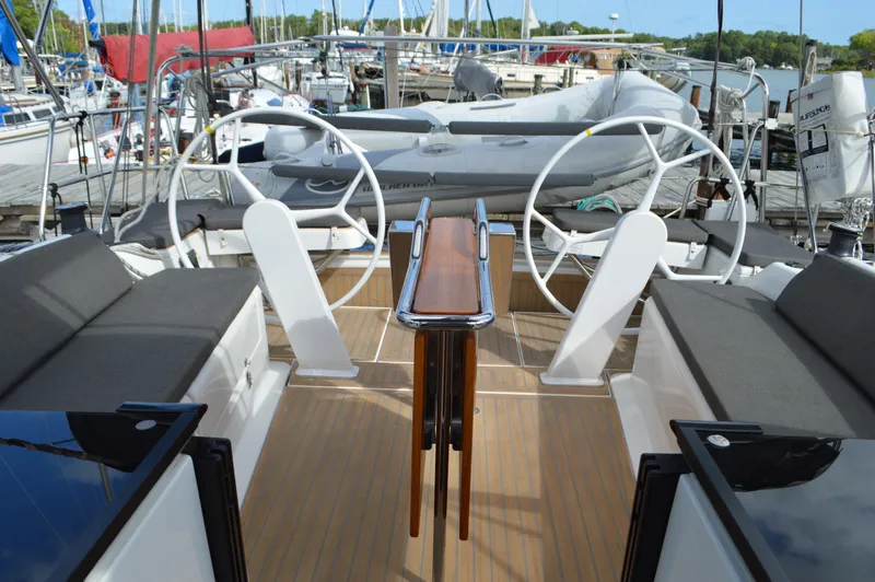 Monhegan Yacht Photos Pics Hanse 418 - Cockpit Looking Aft w/ Cushions