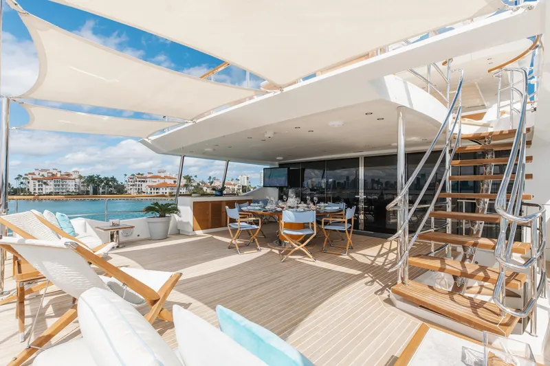 Inspiration Yacht Photos Pics Luxurious 2018 Benetti Fast 125 yacht deck with elegant seating and ocean view.