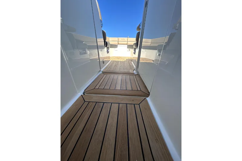  Yacht Photos Pics 2016 Sea Ray 350 SLX boat with teak deck and seating area.