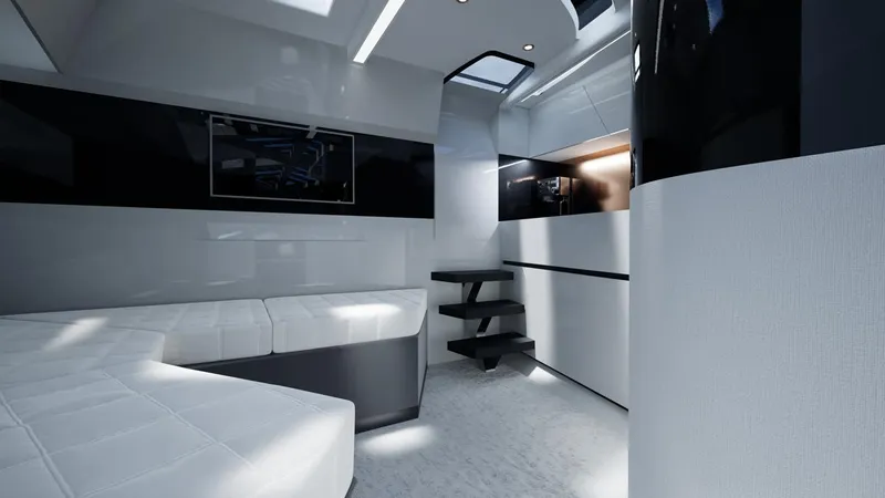  Yacht Photos Pics Luxurious interior of 2025 SAY Carbon Yachts 52 with modern design and sleek furnishings.