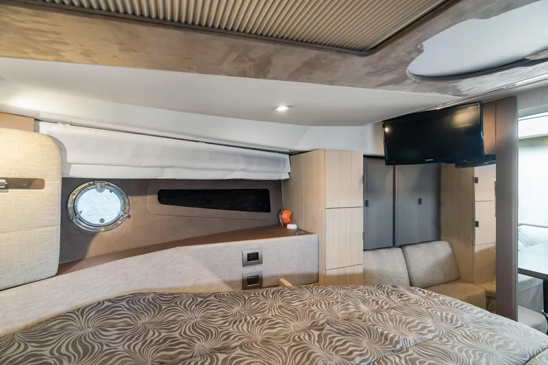  Yacht Photos Pics Luxurious interior of 2023 Cranchi M44HT yacht with modern furnishings and elegant design.