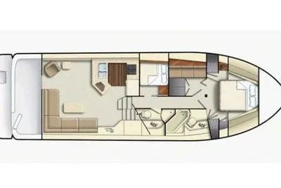 "magic" Yacht Photos Pics Floor plan of a 2004 Meridian 490 Pilothouse yacht, showing interior layout.