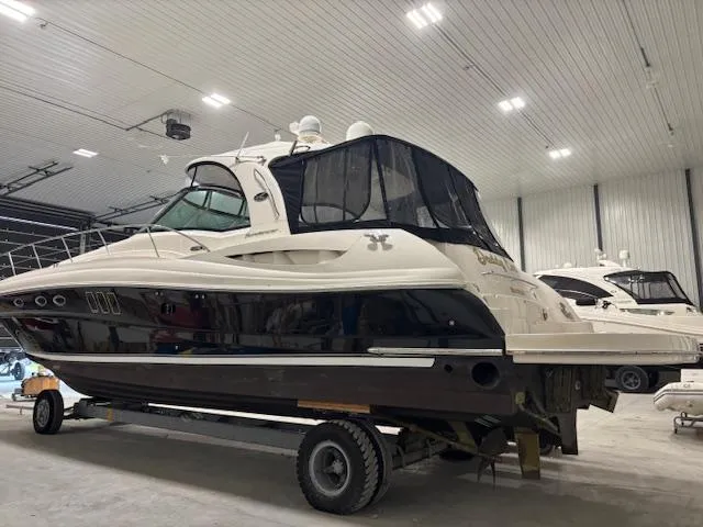 Daddy Cool Yacht Photos Pics 2008 Sea Ray 52 Sundancer yacht in indoor storage on trailer.