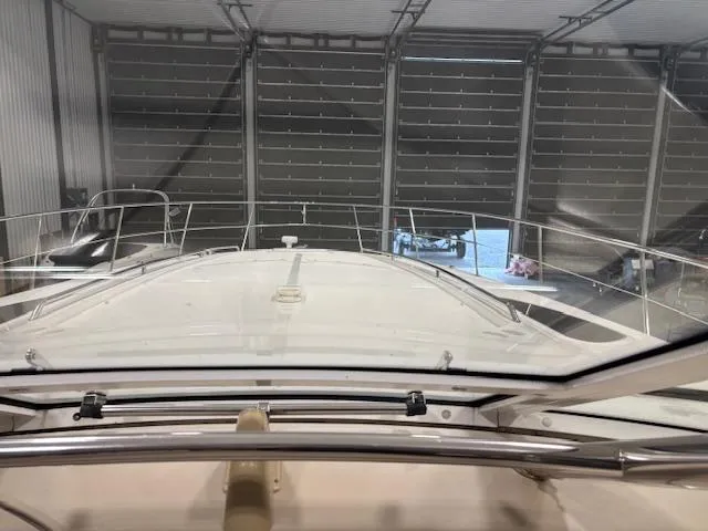 Daddy Cool Yacht Photos Pics 2008 Sea Ray 52 Sundancer yacht in storage, viewed from the helm.