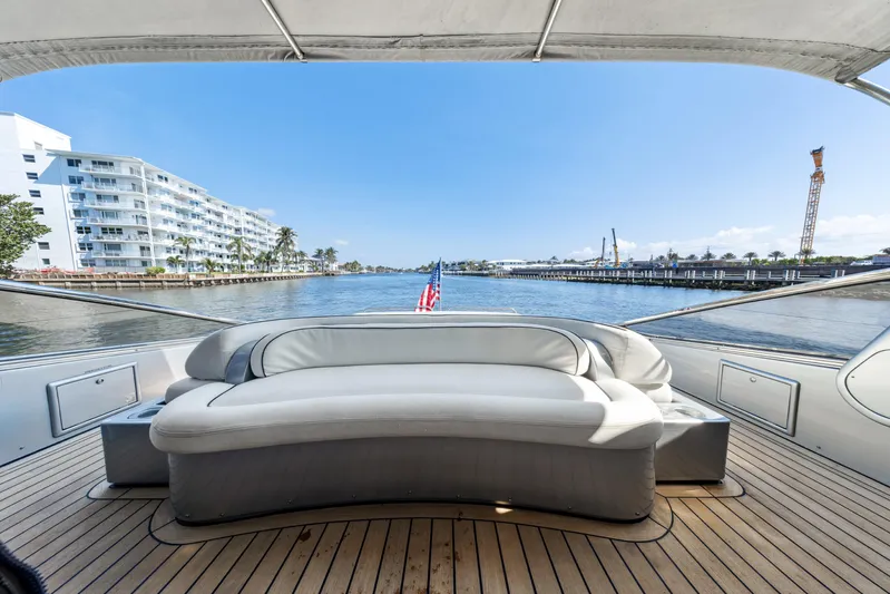 Alchemy Yacht Photos Pics Luxury yacht deck view on a 2003 Baia PANTHER 80, featuring waterfront scenery.