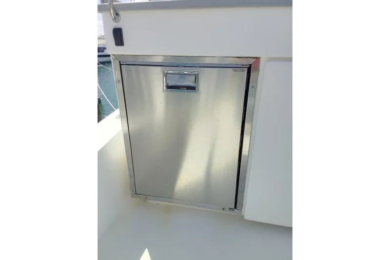Andiamo Yacht Photos Pics Stainless steel appliance on 2020 Leopard 43 Powercat yacht deck.