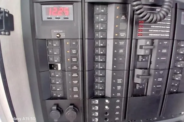 Andiamo Yacht Photos Pics Electrical control panel on a 2020 Leopard 43 Powercat boat.