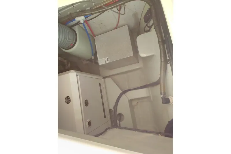 Andiamo Yacht Photos Pics Engine compartment of 2020 Leopard 43 Powercat with visible wiring and components.