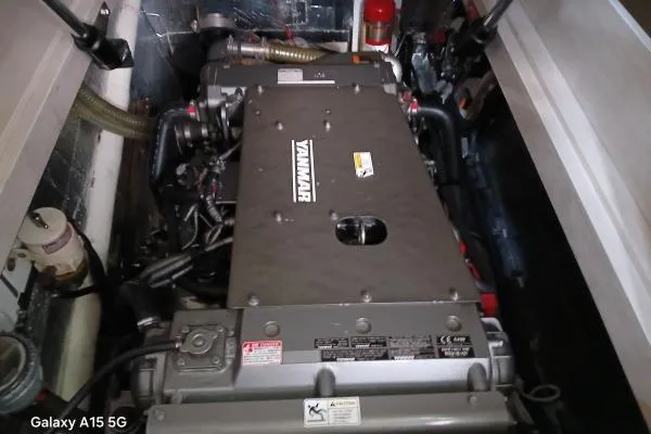 Andiamo Yacht Photos Pics Engine compartment of 2020 Leopard 43 Powercat with Yanmar engine visible.