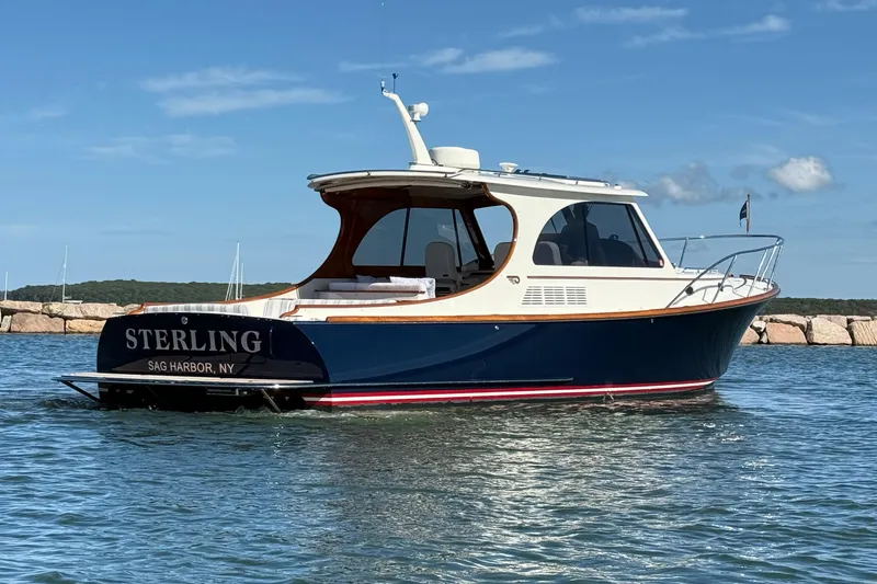 Sterling Yacht Photos Pics 2024 Hinckley Picnic Boat 40 S on water, Sag Harbor, NY.