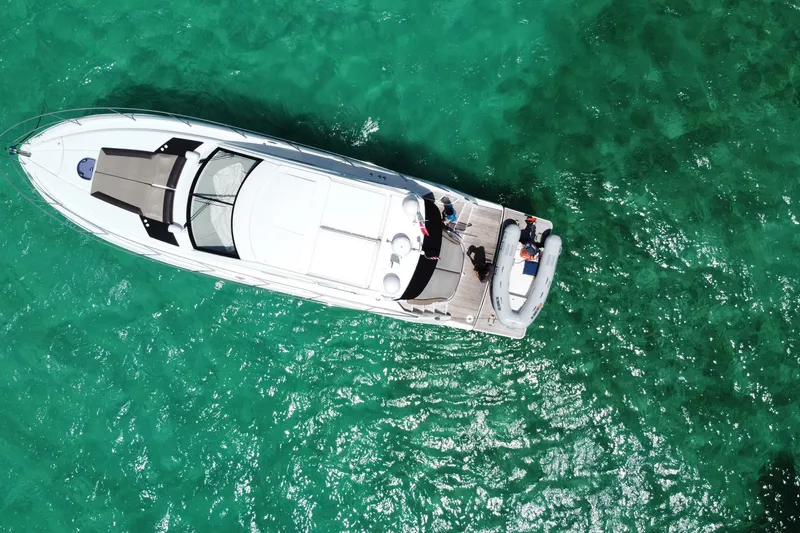 “amor Fati” Yacht Photos Pics Aerial view of 2014 Beneteau Gran Turismo 44 yacht on turquoise water.
